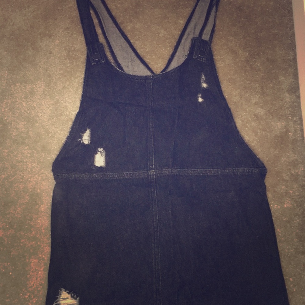Distressed black overalls